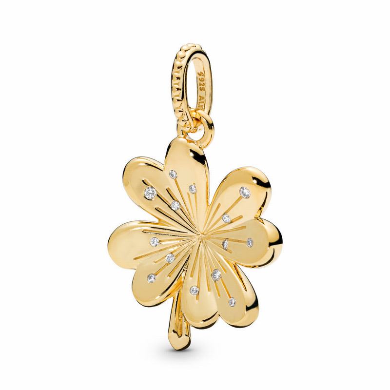 Pandora Shine™ Lucky Four-leaf Clover Pendant Ireland - 18ct Gold Plated/Cubic Zirconia - 578019MTA